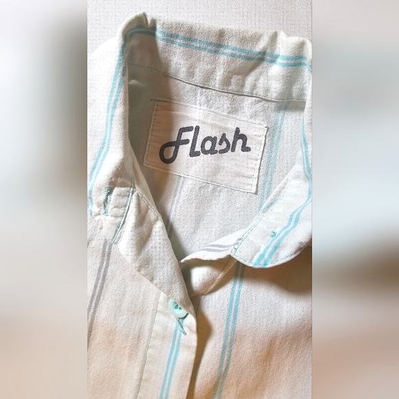 Vintage 80s CROPPED Striped Button-Up Top Sleevless - Picture 10 of 12